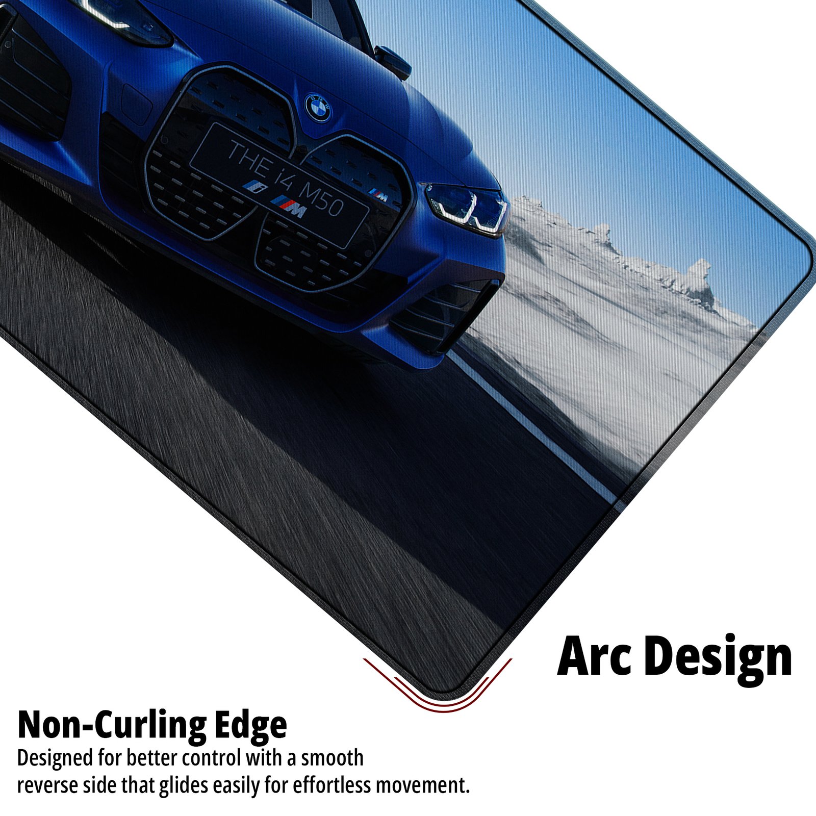 BMW i4 M50 Dual Drive desk mat — electric blue and snow white design, available in M, L, XL and XXL sizes. BMW i4 M50 Dual Drive desk mat — electric blue and snow white design, available in M, L, XL and XXL sizes.