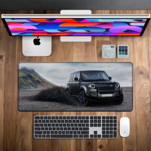 Defender Black Terrain Drift desk mat — black, slate and volcanic grey design, available in M, L, XL and XXL sizes.