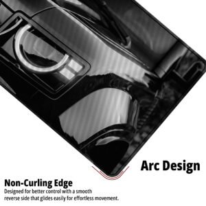 Defender Shadow Front desk mat — monochrome black and silver design, available in M, L, XL and XXL sizes.