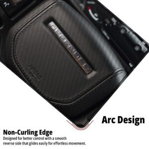 Defender Signature Steering desk mat — black leather and brushed metal design, available in M, L, XL and XXL sizes.