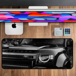 Defender front grill design printed desk mat in black finish.