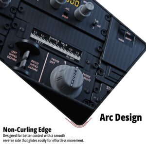 Aircraft Avionics Panel desk mat — black, amber and instrument white design, available in M, L, XL and XXL sizes.