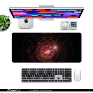 Crimson Core desk mat — black and crimson red design, available in M, L, XL and XXL sizes.
