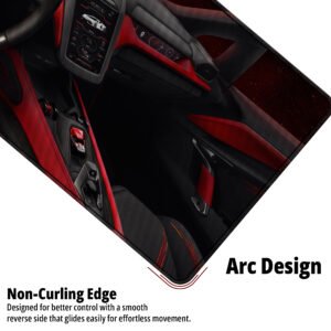 Lamborghini Revuelto Cockpit desk mat — black, red and carbon design, available in M, L, XL and XXL sizes.