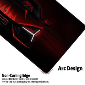 Lamborghini Revuelto Inferno desk mat — black, crimson and ember orange design, available in M, L, XL and XXL sizes.