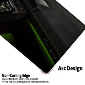 Lamborghini Verde Cockpit desk mat — black, green and carbon design, available in M, L, XL and XXL sizes.