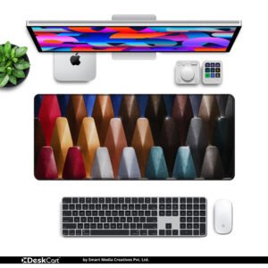 Metallic Spectrum Cones desk mat — multicolour metallic design, available in M, L, XL and XXL sizes.