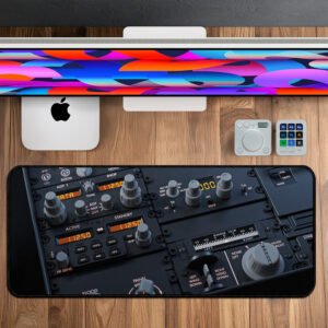 Aviation Cockpit desk mat featuring airplane control panel design – premium extended mouse pad (800×330×3 mm) for pilots, gamers, and professionals.