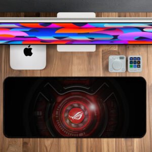 ROG Core Circuit desk mat with red futuristic design – extended gaming mouse pad (800×330×3 mm) for gamers and PC enthusiasts.