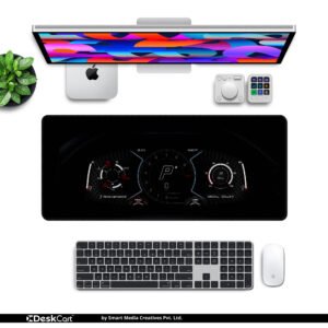 Velocity Cockpit desk mat — black, red and instrument white design, available in M, L, XL and XXL sizes.