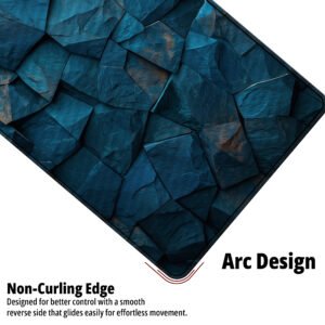Azure Stone Fracture desk mat — deep teal, slate and stone blue design, available in M, L, XL and XXL sizes.