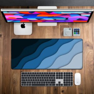 Azure Waves Desk Mat desk mat — blue gradient waves design, available in M, L, XL and XXL sizes.