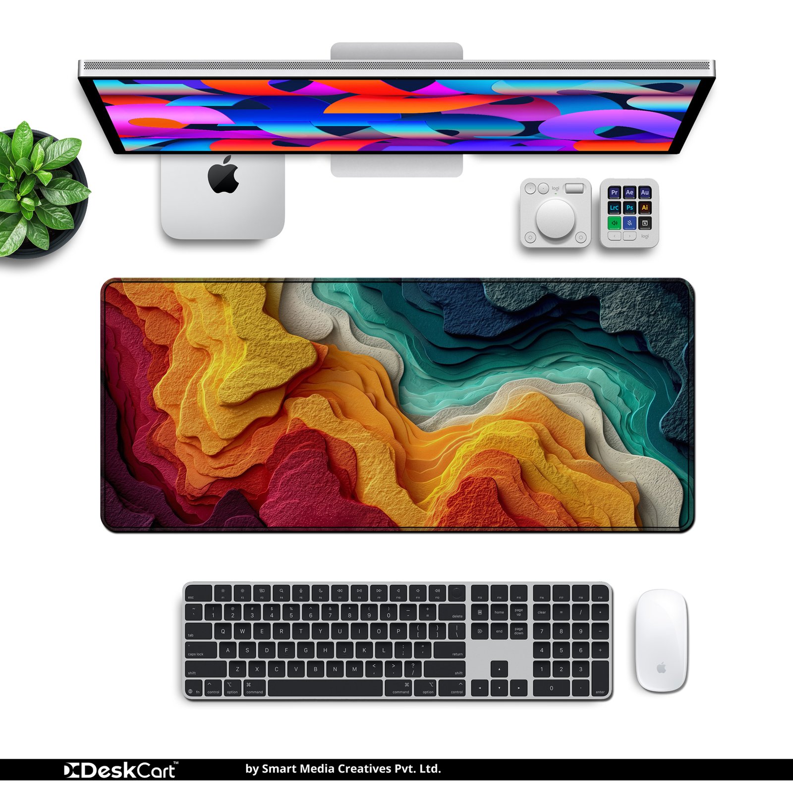 Chromatic Paper Strata desk mat — crimson, amber, teal and navy design, available in M, L, XL and XXL sizes. Chromatic Paper Strata desk mat — crimson, amber, teal and navy design, available in M, L, XL and XXL sizes.