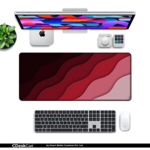 Crimson Waves Desk Mat desk mat — crimson red gradient design, available in M, L, XL and XXL sizes.