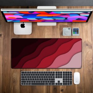 Crimson Waves Desk Mat desk mat — crimson red gradient design, available in M, L, XL and XXL sizes.