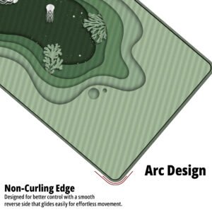 Emerald Lagoon Layers desk mat — sage and deep green design, available in M, L, XL and XXL sizes.
