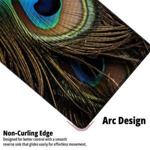Emerald Peacock desk mat — emerald, teal and blue design, available in M, L, XL and XXL sizes.