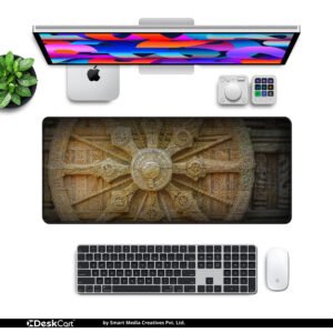 Konark Heritage Wheel Desk Mat desk mat — warm sandstone design, available in M, L, XL and XXL sizes.