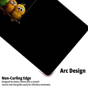 Little Birds Swing desk mat — black with bright accents design, available in M, L, XL and XXL sizes.