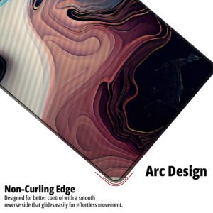 Marble Fusion Flow desk mat — blue, peach and black design, available in M, L, XL and XXL sizes.