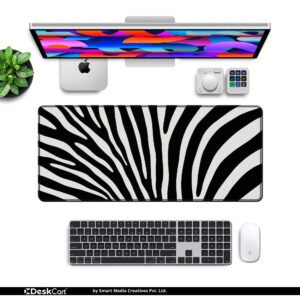 Monochrome Zebra desk mat — black and white design, available in M, L, XL and XXL sizes.