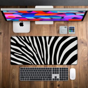 Monochrome Zebra desk mat — black and white design, available in M, L, XL and XXL sizes.