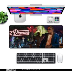 Neon After Hours desk mat — neon and dusk tones design, available in M, L, XL and XXL sizes.