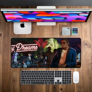 Neon After Hours desk mat — neon and dusk tones design, available in M, L, XL and XXL sizes.