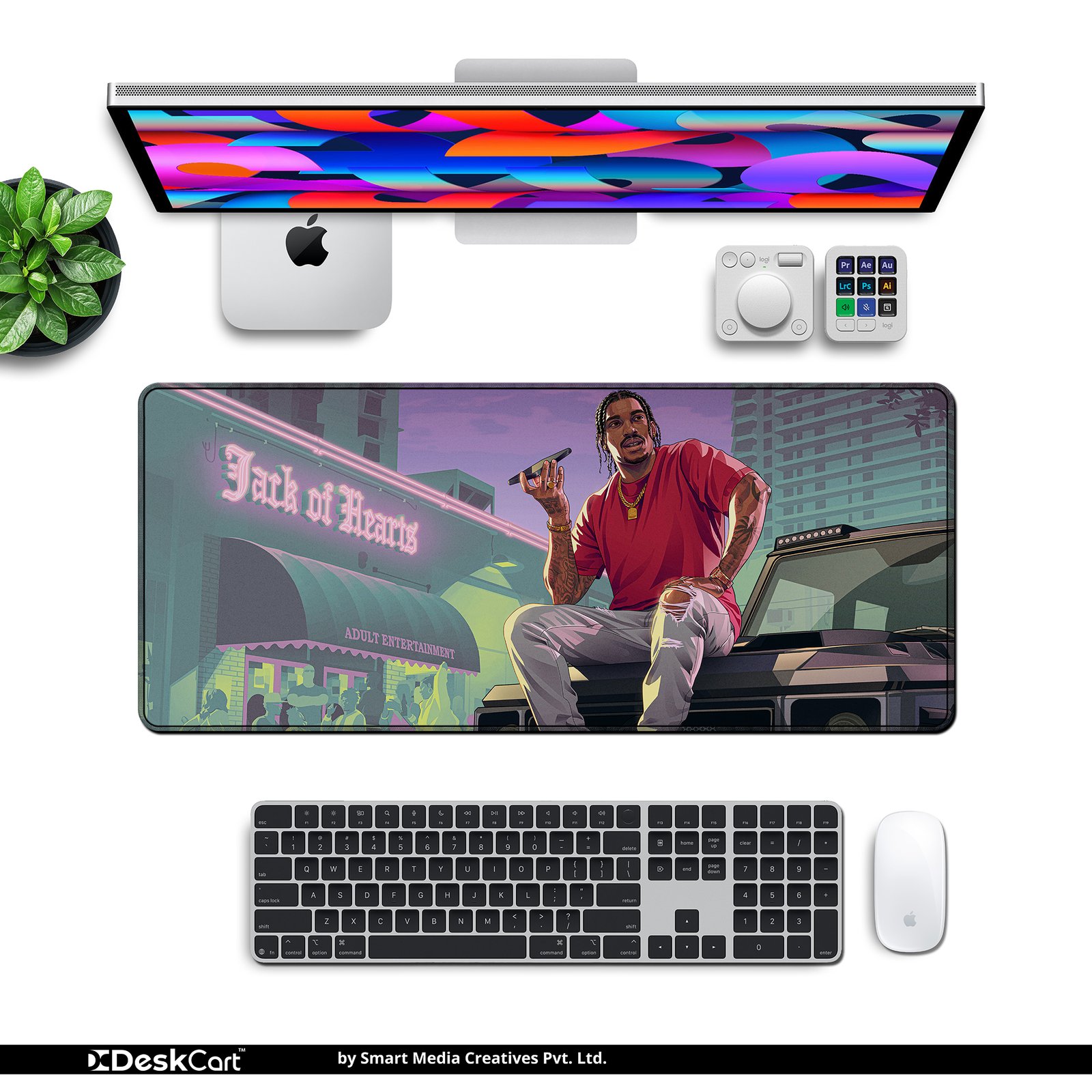 Neon Kingpin desk mat — neon purple and pink design, available in M, L, XL and XXL sizes. Neon Kingpin desk mat — neon purple and pink design, available in M, L, XL and XXL sizes.