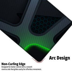 Neon Tech Mesh RGB desk mat — black with red, blue and green neon design, available in M, L, XL and XXL sizes.