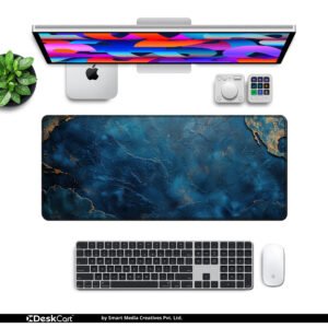 Oceanic Sapphire desk mat — deep blue and gold design, available in M, L, XL and XXL sizes.