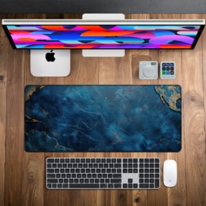 Oceanic Sapphire desk mat — deep blue and gold design, available in M, L, XL and XXL sizes.
