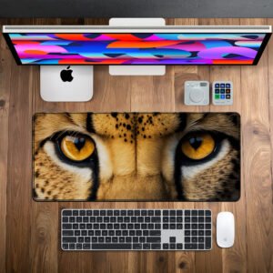 Predator Focus desk mat — amber and tan design, available in M, L, XL and XXL sizes.