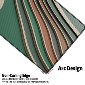 Retro Contour Flow desk mat — rust, green and cream design, available in M, L, XL and XXL sizes.