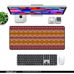 Sambalpuri Heritage Gold Desk Mat desk mat — gold, maroon and white design, available in M, L, XL and XXL sizes.
