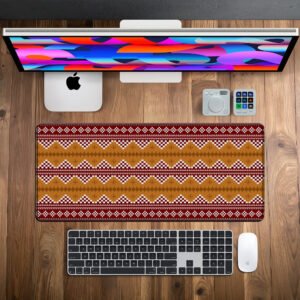 Sambalpuri Heritage Gold Desk Mat desk mat — gold, maroon and white design, available in M, L, XL and XXL sizes.