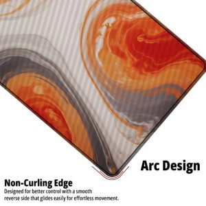 Sunset Marble Swirl desk mat — orange, white and grey design, available in M, L, XL and XXL sizes.