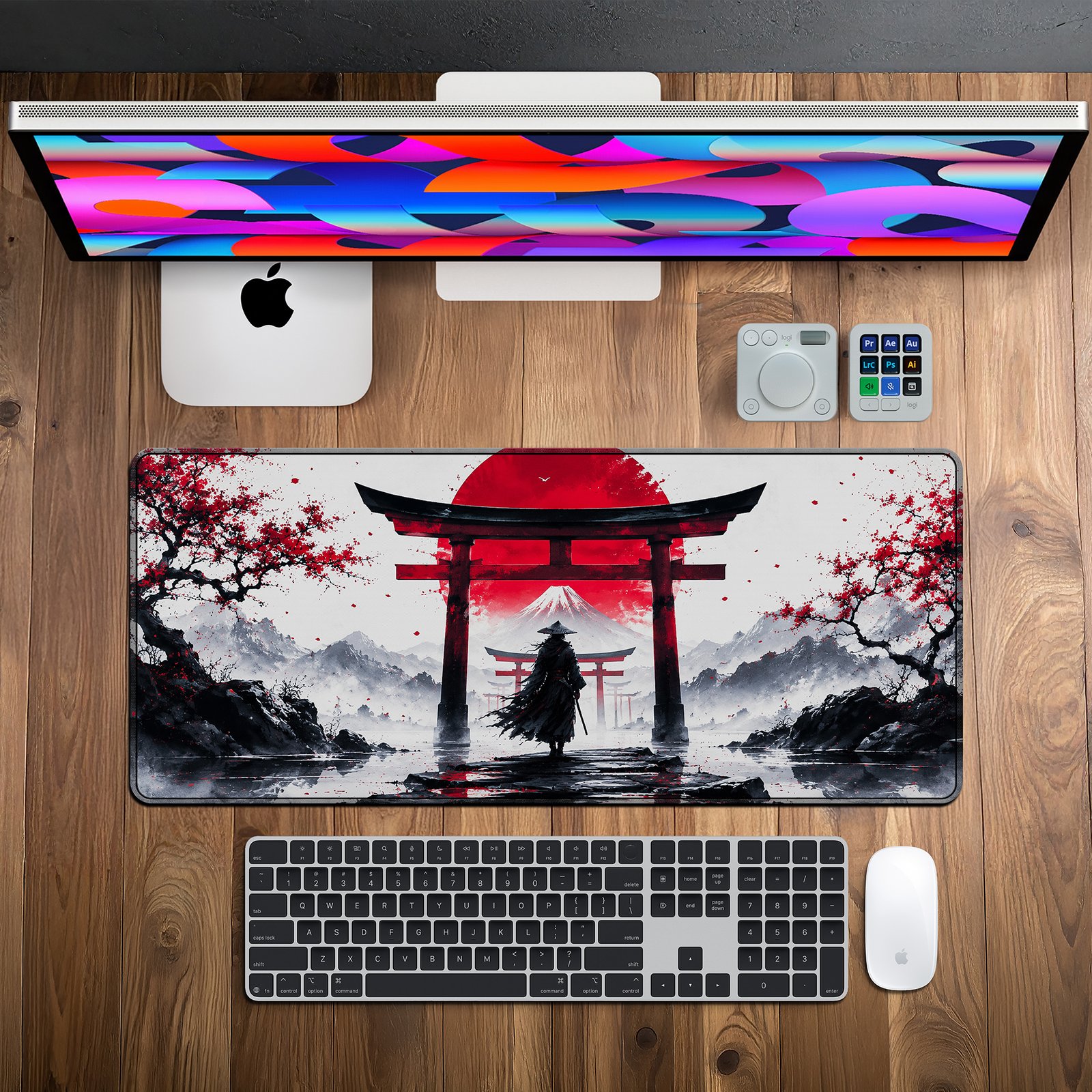 Torii Ronin Desk Mat desk mat — black, white and crimson red design, available in M, L, XL and XXL sizes. Torii Ronin Desk Mat desk mat — black, white and crimson red design, available in M, L, XL and XXL sizes.