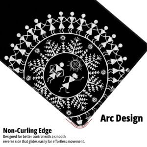 Tribal Rhythm Desk Mat desk mat — black with white folk motifs design, available in M, L, XL and XXL sizes.