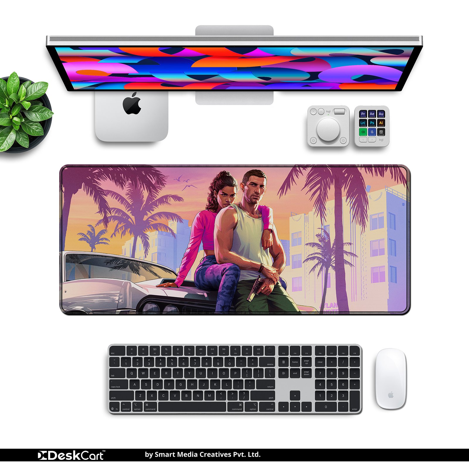 Vice City Legends desk mat — sunset pink and teal design, available in M, L, XL and XXL sizes. Vice City Legends desk mat — sunset pink and teal design, available in M, L, XL and XXL sizes.