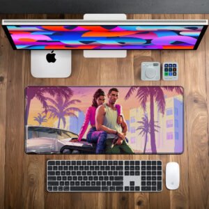 Vice City Legends desk mat — sunset pink and teal design, available in M, L, XL and XXL sizes.