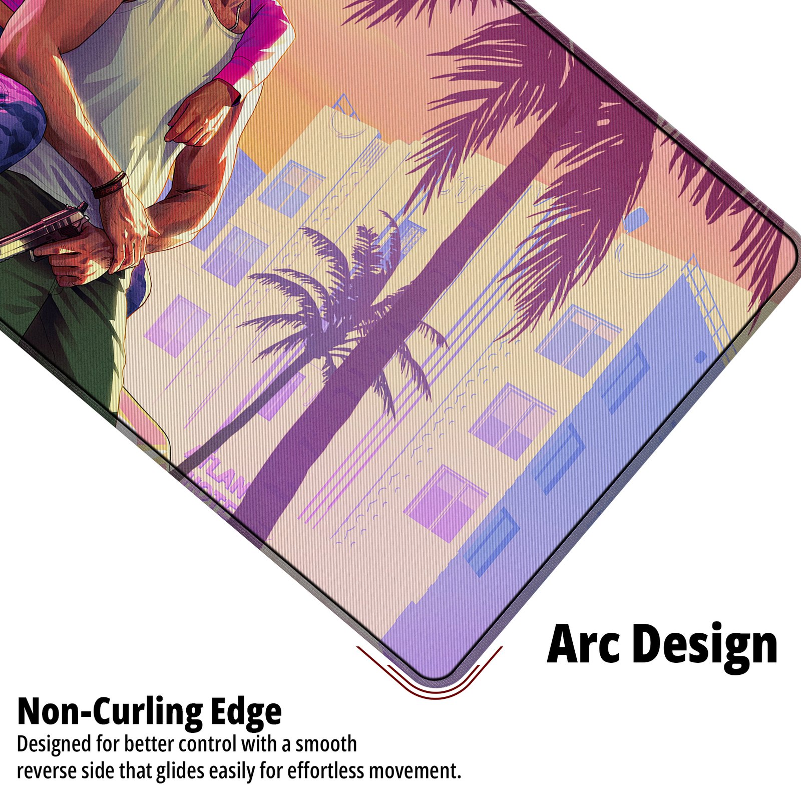 Vice City Legends desk mat — sunset pink and teal design, available in M, L, XL and XXL sizes. Vice City Legends desk mat — sunset pink and teal design, available in M, L, XL and XXL sizes.