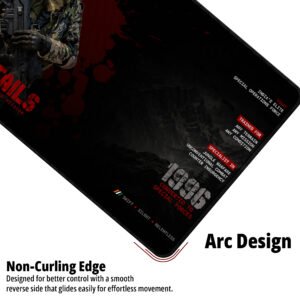 Waghnakh Legacy desk mat — black, deep red and olive design, available in M, L, XL and XXL sizes.