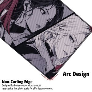 Crimson Quartet Desk Mat — monochrome grey with a crimson accent panel design, available in M, L and XL sizes.