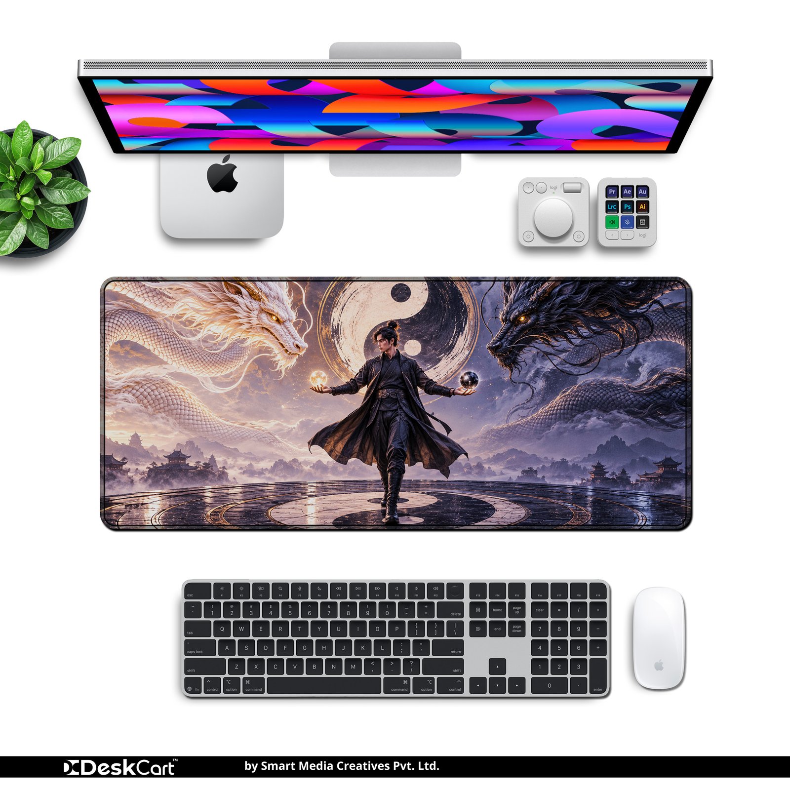 Dragon Balance Desk Mat — radiant gold, deep shadow and mist grey design, available in M, L and XL sizes. Dragon Balance Desk Mat — radiant gold, deep shadow and mist grey design, available in M, L and XL sizes.