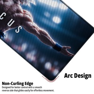 Focus Desk Mat — cool stadium blue and charcoal design, available in M, L and XL sizes.