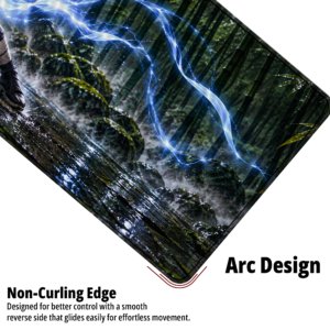 Lightning Ninja Desk Mat — deep forest green and electric blue design, available in M, L and XL sizes.