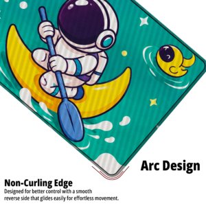 Little Astronauts Desk Mat — teal, golden yellow and cream design, available in M, L and XL sizes.
