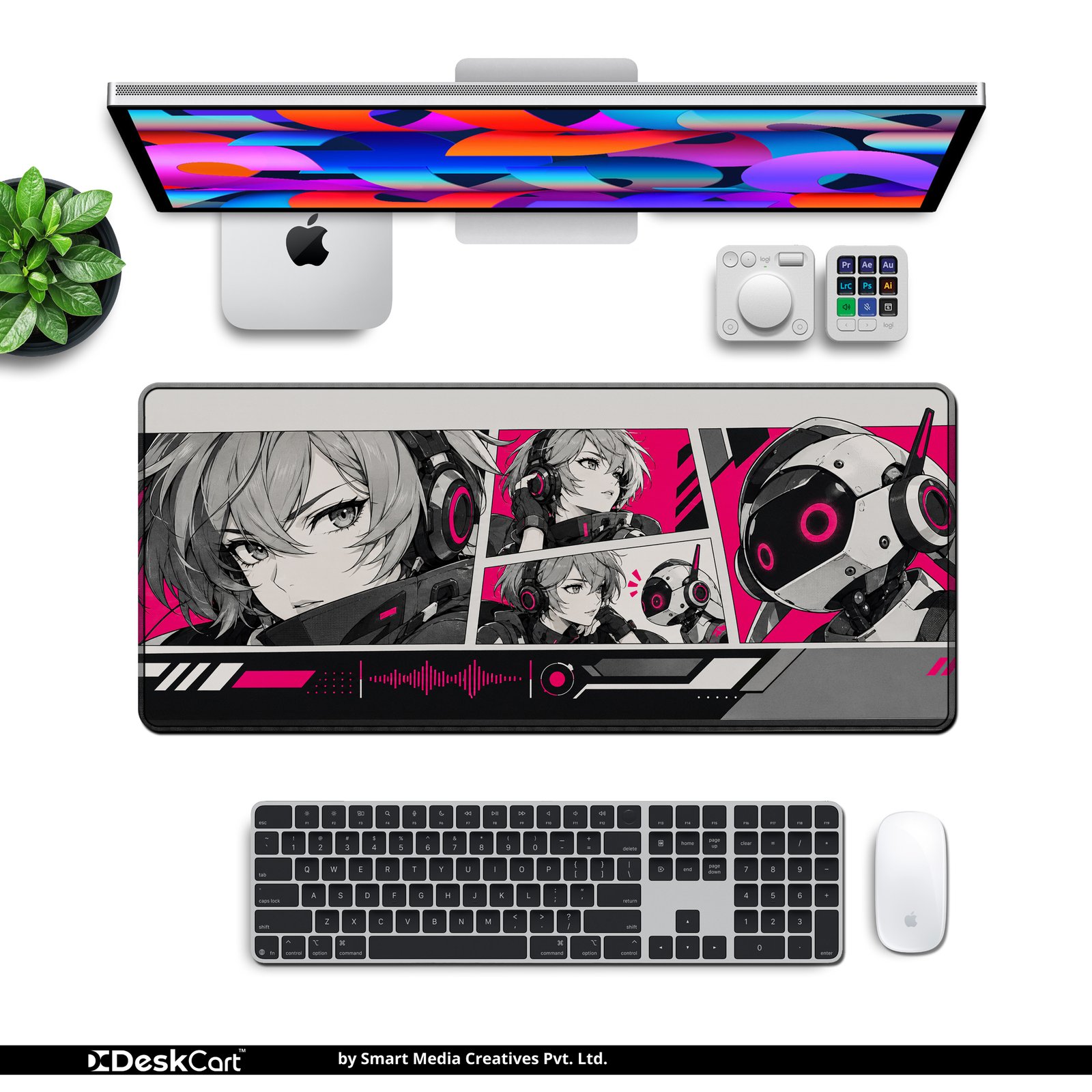 Neon Signal Desk Mat — hot pink, monochrome grey and black design, available in M, L and XL sizes. Neon Signal Desk Mat — hot pink, monochrome grey and black design, available in M, L and XL sizes.