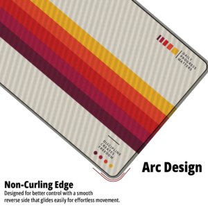 Sunset Stripe Classic Desk Mat — stone beige, mustard, amber and maroon design, available in M, L, XL and XXL sizes.